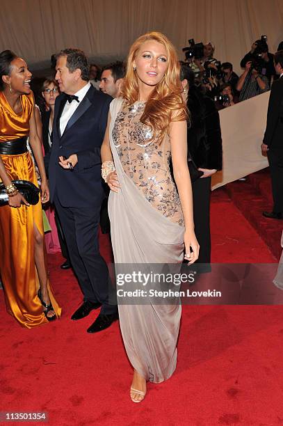 Actress Blake Lively attends the "Alexander McQueen: Savage Beauty" Costume Institute Gala at The Metropolitan Museum of Art on May 2, 2011 in New...