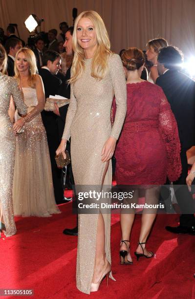 Actress Gwyneth Paltrow attends the "Alexander McQueen: Savage Beauty" Costume Institute Gala at The Metropolitan Museum of Art on May 2, 2011 in New...