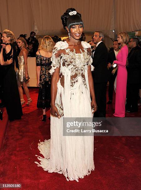 Model Naomi Campbell attends the "Alexander McQueen: Savage Beauty" Costume Institute Gala at The Metropolitan Museum of Art on May 2, 2011 in New...