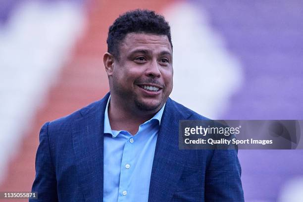 Ronaldo Nazario, owner of Real Valladolid looks on prior to the La Liga match between Real Valladolid CF and Real Madrid CF at Jose Zorrilla on March...