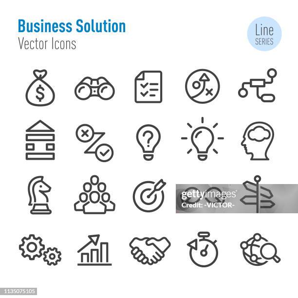 business solution icons - vector line series - chess piece vector stock illustrations
