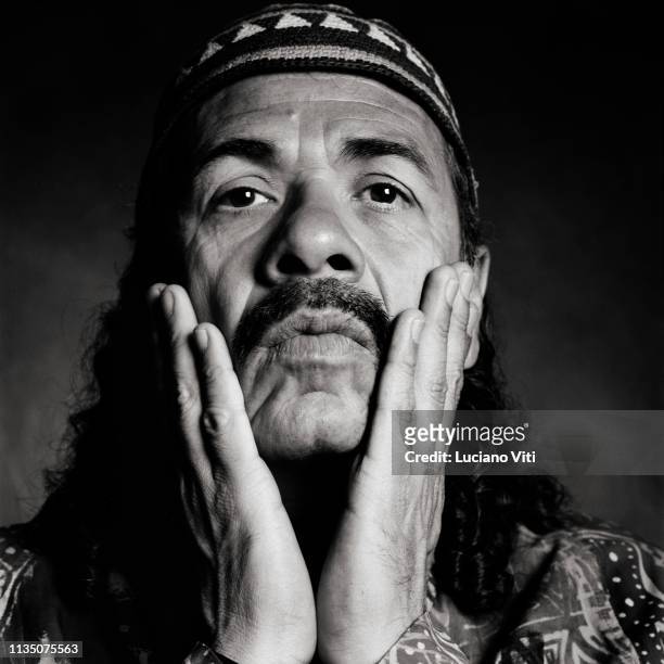 Rock guitarist Carlos Santana, Rome, Italy, 1996.
