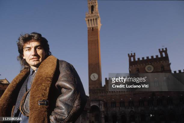 Italian singer-songwriter Luciano Ligabue at Piazza del Campo in Siena, Italy, 1991.