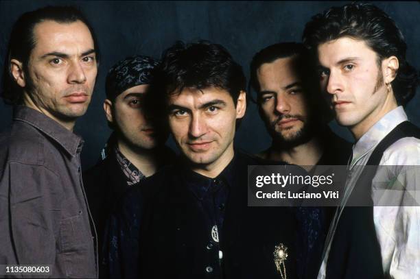 Italian singer-songwriter Luciano Ligabue and his ClanDestino band , Rome, Italy, 1990.