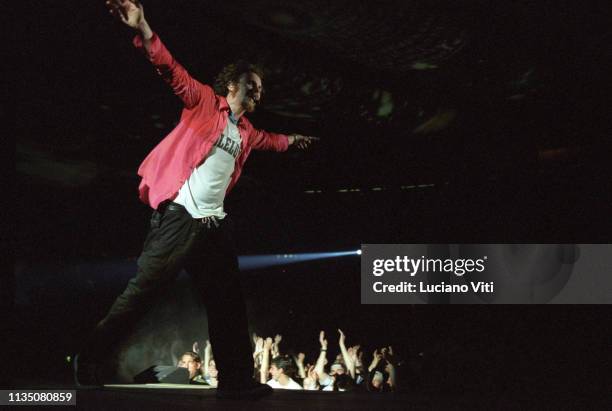 Italian pop singer-songwriter Lorenzo Cherubini performing in Rome, Italy, 1997.