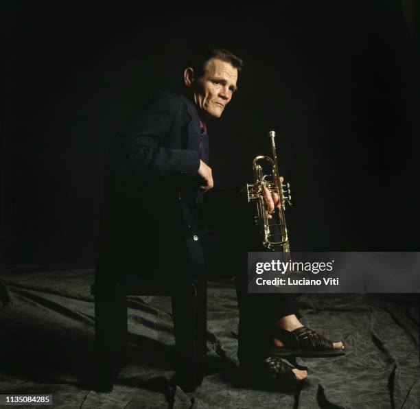 Jazz trumpeter and singer Chet Baker, Rome, Italy, 1987.