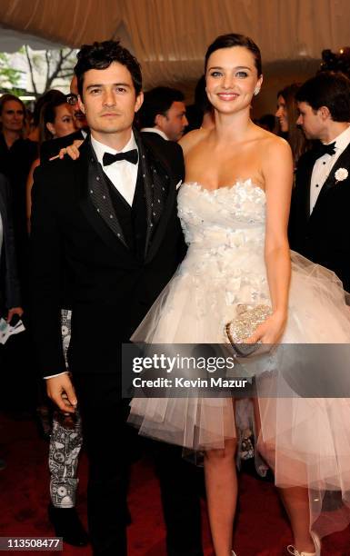 Orlando Bloom and Miranda Kerr attends the "Alexander McQueen: Savage Beauty" Costume Institute Gala at The Metropolitan Museum of Art on May 2, 2011...