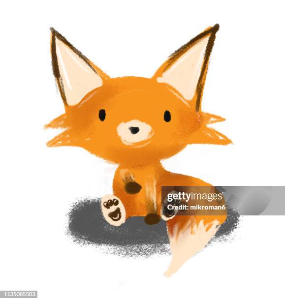 children illustration of a fox - artists with animals stock pictures, royalty-free photos & images