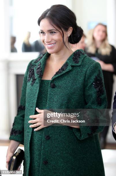 Meghan, Duchess of Sussex attends a Commonwealth Day Youth Event at Canada House with Prince Harry, Duke of Sussex, where they speak with young...