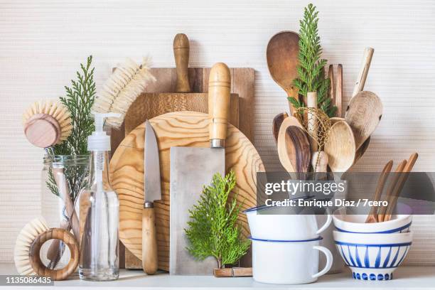 a serene zero waste kitchen scene close-up - kökstillbehör bildbanksfoton och bilder