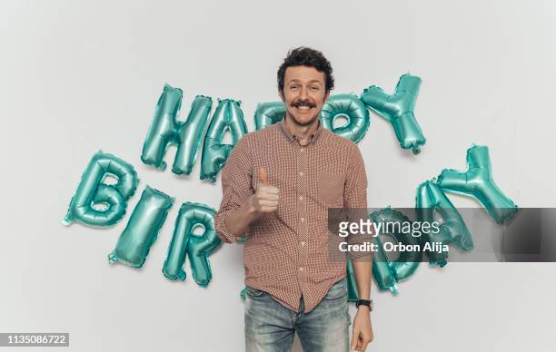 happy birthday sign - moustache isolated stock pictures, royalty-free photos & images