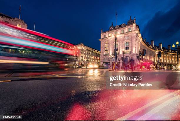 evening illumination at piccadilly circus in london city - stock image - westend stock pictures, royalty-free photos & images