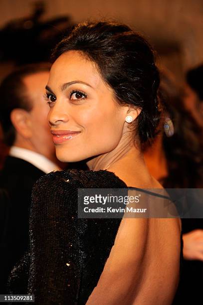 Rosario Dawson attends the "Alexander McQueen: Savage Beauty" Costume Institute Gala at The Metropolitan Museum of Art on May 2, 2011 in New York...