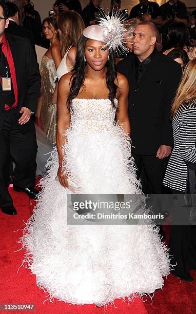 Professional tennis player Serena Williams attends the "Alexander McQueen: Savage Beauty" Costume Institute Gala at The Metropolitan Museum of Art on...
