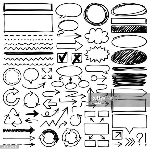 hand drawn design elements - drawing activity stock illustrations