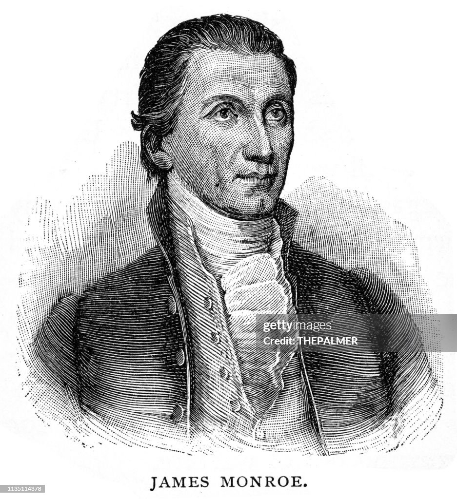 President James Monroe Engraving 1895 High-Res Vector Graphic - Getty ...