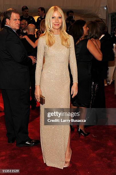 Actress Gwyneth Paltrow attends the "Alexander McQueen: Savage Beauty" Costume Institute Gala at The Metropolitan Museum of Art on May 2, 2011 in New...