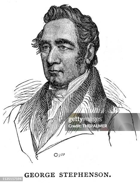 george stephenson engraving 1895 - george stephenson stock illustrations