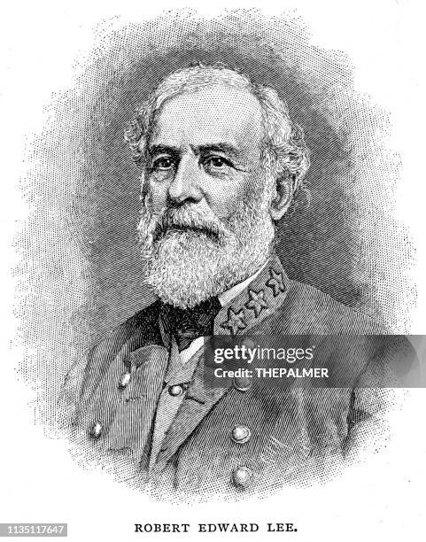 robert e. lee engraving 1895 - robert e lee stock illustrations