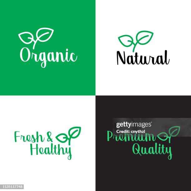 ilustraciones, imágenes clip art, dibujos animados e iconos de stock de banner de productos orgánicos - herbal logo