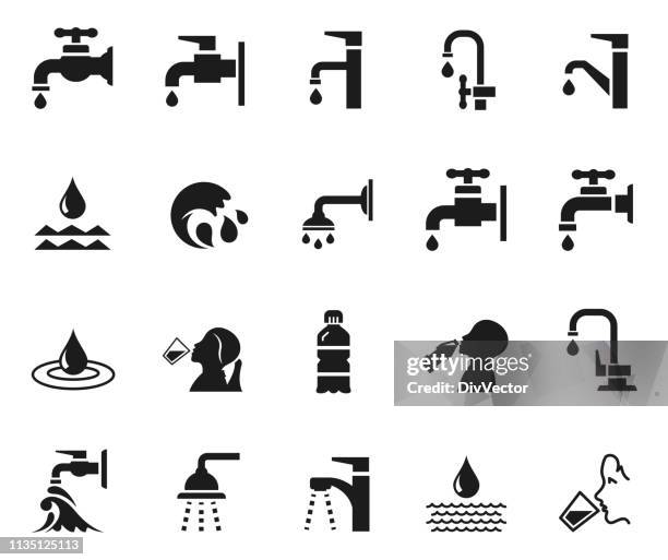 ilustraciones, imágenes clip art, dibujos animados e iconos de stock de conjunto de iconos de agua potable - sediento
