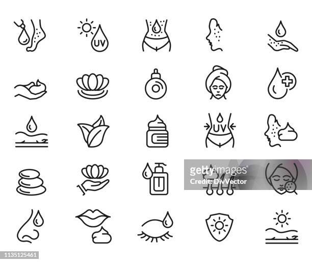 skin care icon set - body care and beauty stock illustrations