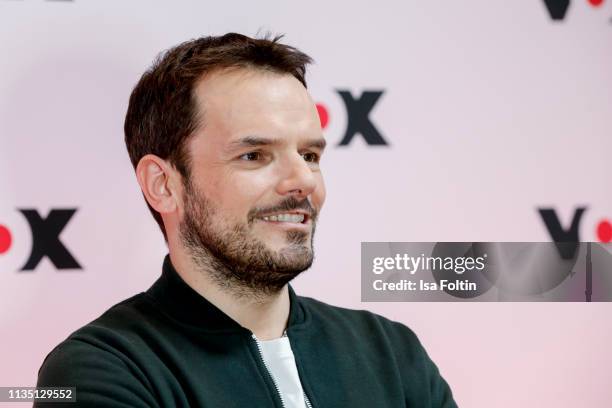 Cook Steffen Henssler attends the press conference by tv channel VOX to present new series in programme at Bertelsmann Repraesentanz on April 5, 2019...