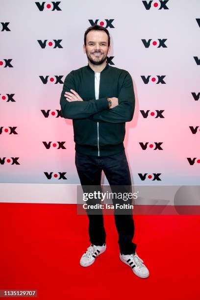 Cook Steffen Henssler attends the press conference by tv channel VOX to present new series in programme at Bertelsmann Repraesentanz on April 5, 2019...