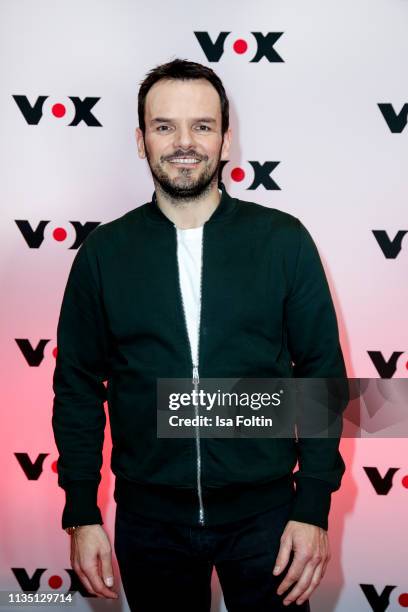 Cook Steffen Henssler attends the press conference by tv channel VOX to present new series in programme at Bertelsmann Repraesentanz on April 5, 2019...