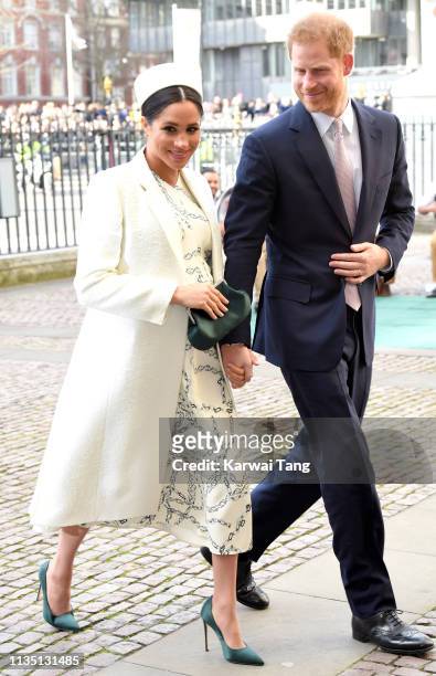 Meghan, Duchess of Sussex and Prince Harry, Duke of Sussex attend the Commonwealth Day service at Westminster Abbey on March 11, 2019 in London,...
