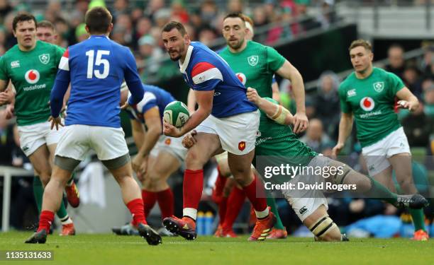 Louis Picamoles of France runs with the ball during the Guinness Six Nations match between Ireland and France at the Aviva Stadium on March 10, 2019...