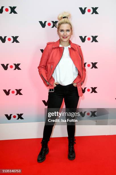 German singer Jeanette Biedermann attends the press conference by tv channel VOX to present new series in programme at Bertelsmann Repraesentanz on...