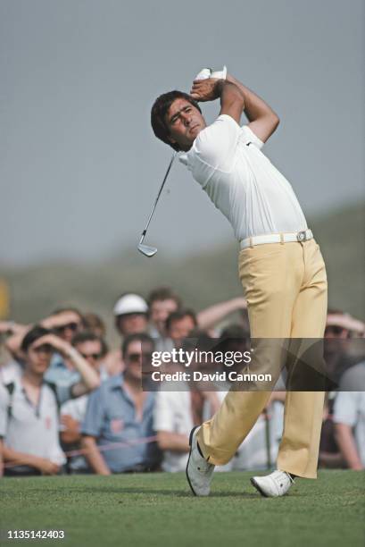 Seve Ballesteros of Spain with an iron shot during the 112th Open Championship on 14 July 1983 at the Royal Birkdale Golf Club in Southport, United...