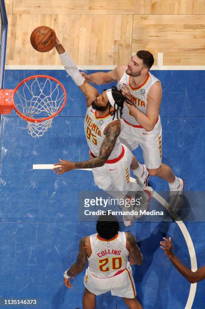 DeAndre' Bembry of the Atlanta Hawks shoots the ball against the Orlando Magic on April 5, 2019 at Amway Center in Orlando, Florida. NOTE TO USER:...