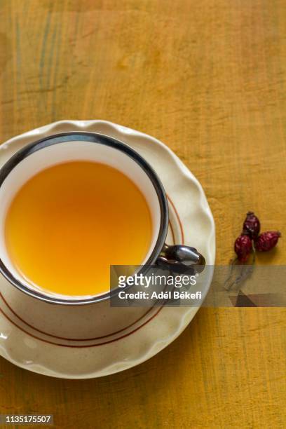 cup of rosehip tea - ローズヒップティー ストックフォトと画像