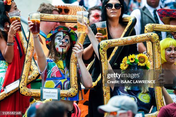 Fans attend the second day at the Hong Kong Sevens rugby tournament on April 6, 2019.