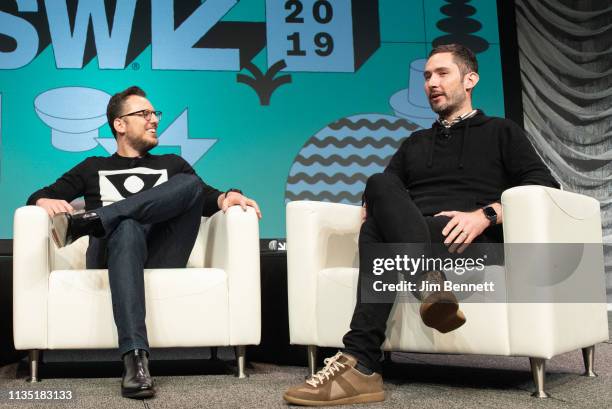 Instagram co-founders Mike Krieger and Kevin Systrom are interviewed live on stage during the 2019 SXSW Conference and Festival at the Austin...