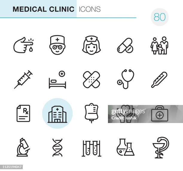 medical clinic-pixel perfect icons - spital junge stock-grafiken, -clipart, -cartoons und -symbole