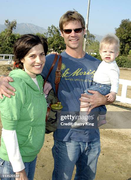 Melanie Shatner, Joel Gretsch and daughter Willow during William Shatner Wells Fargo Hollywood Charity Horse Show - April 29, 2006 at Los Angeles...