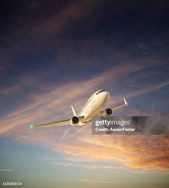 3d illustration of a commercial aircraft - aircraft planes aaron foster stock pictures, royalty-free photos & images