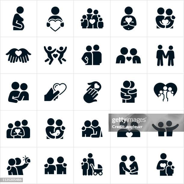 stockillustraties, clipart, cartoons en iconen met liefdevolle relaties iconen - gezin