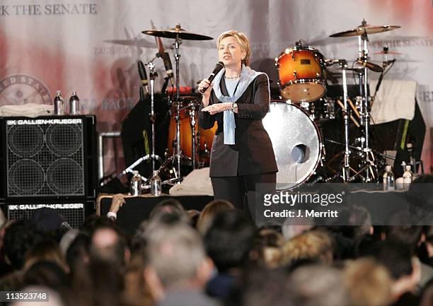 Senator Hillary Rodham Clinton during The Red Hot Chili Peppers Perform as the Democrats Rally to "Take Back The Senate" at Bergamot Station in Santa...