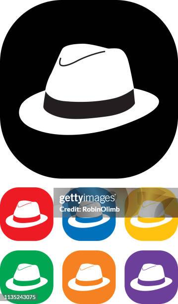 mas hat icon set - white hat fashion item stock illustrations