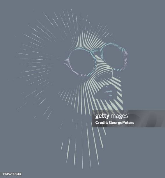 retro woman's face with vector sunbeams - head exploding stock illustrations