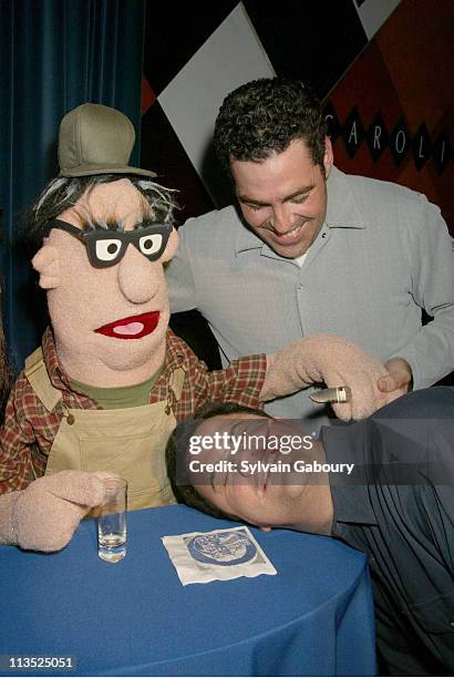 Jimmy Kimmel, Adam Carolla during Premiere Party for Comedy Central's New Series "Crank Yankers" at Caroline's in New York City, New York, United...