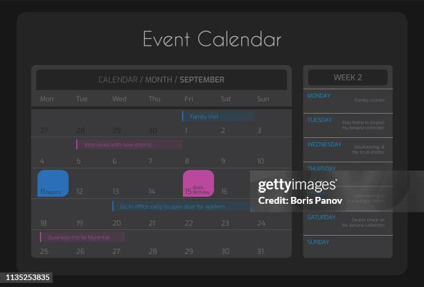 Program Calendar Graphics Web And Application Calendar High-Res Vector Graphic - Getty Images
