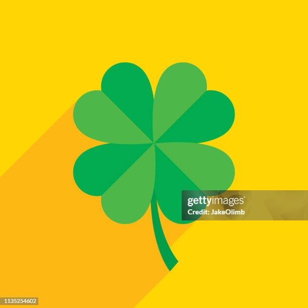 four leaf clover icon flat - 4 leaf clover stock illustrations
