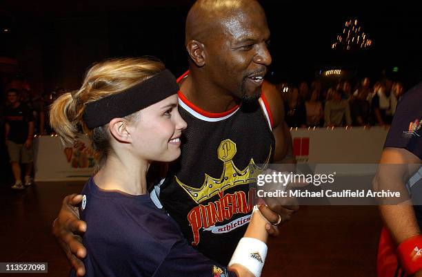 Ashley Bashioum and Terry Crews during Dodgeball: The Celebrity Tournament to Benefit The Elizabeth Glaser Pediatric Aids Foundation - Inside at...