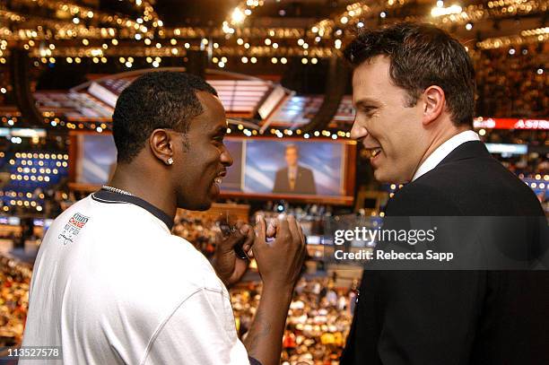 Sean "P. Diddy" Combs and Ben Affleck during Sean "P. Diddy" Combs Interviews Celebrities at the 2004 Democratic National Convention in Boston at...