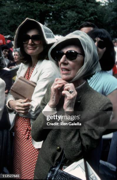 Jackie Onassis and Janet Auchincloss during Caroline & Michael Kennedy's Graduation From Harvard at Harvard University in Cambridge, Massachusetts,...